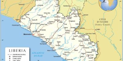 نقشه کشور لیبریا در غرب آفریقا
